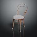 Vintage Curved Wooden Frame Leisure Chair With Light Fabric Padded Seat And Backrest