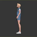 Game and Movie Character with Blonde Hair in Blue Dress and White Shoes