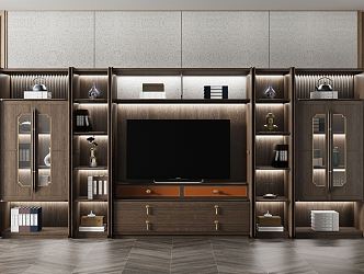 New Chinese TV Background Cabinet TV Cabinet 3d model