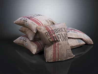 Redbrick Garment Burlap Storage Bags Stacked As Practical Household Items 3d model