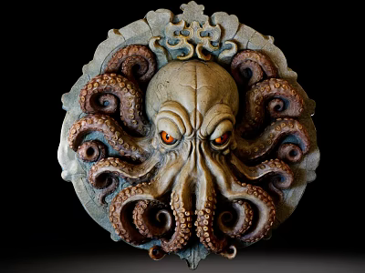 Intricate Vintage Ornamental Decor Set With Octopus Tentacles And Skull 3d model