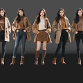 Women in Brown Coats with Different Bottoms and Boots Fashion Looks