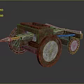 Ancient Wooden Siege Weapon With Rusted Wheels And Metal Spear Tip