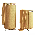 Two Different Colored Fabric Laundry Baskets With Towels And Metal Frames