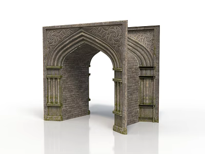 Classical Architectural Arched Doorway With Intricate Carved Stone And Brick Details 3d model