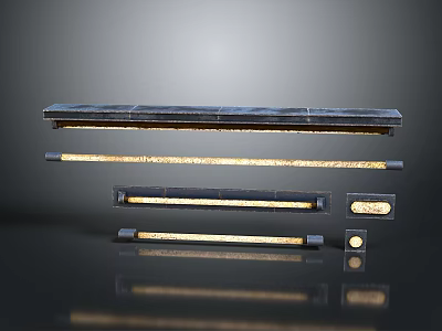Modern Linear Lighting Combination with Metal Frame and Gold Accents for Living Room 3d model