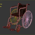 Vintage White Frame Wheelchair With Brown Seat Yellow Rims Armrests And Footrests