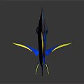 Vibrant Blue And Brown Fish With Yellow Tail And Reflective Surface
