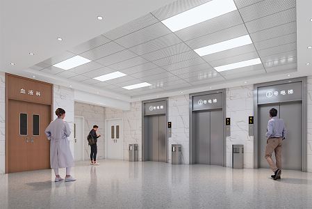 modern elevator hall hospital elevator 3d model