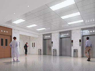 modern elevator hall hospital elevator 3d model