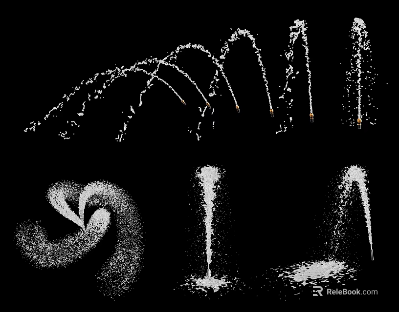 Beautiful Garden Ornaments Featuring Various Fountain Designs Including Heart Shape And Vertical Jets 3d model 