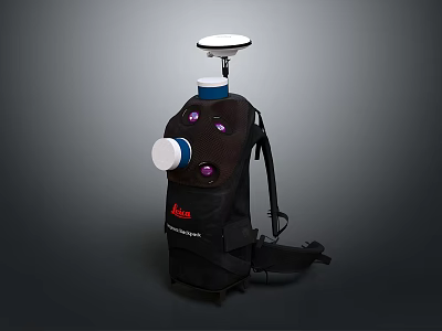 Leica Backpack Device With Top Sensor Antenna Side White Circular Component Purple Indicator Lights 3d model
