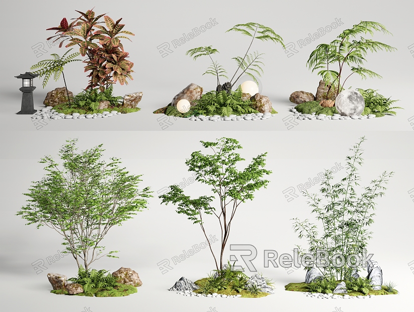 Modern plant courtyard sketch plant combination plant landscaping fern plant landscape tree bamboo model