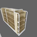 Modern Retail Display Shelves With Wooden Layers And White Metal Frame