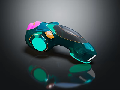 Smart Machine With Green Body Colorful Buttons And Transparent Reflective Parts 3d model