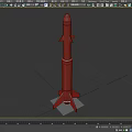 Toy Rocket Model With Red Nose Cone White Body And Gray Fins