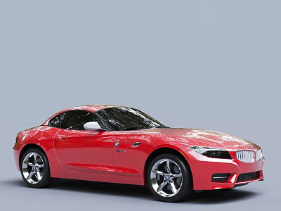 Red BMW Two Door Sports Car With Sleek Body And Silver Alloy Wheels 3d model