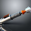 3D Rendered Mechanical Component With Silver Orange Black Coiled Spring Structure