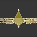 Elegant Gold Ring With Intricate Engraved Design Yellow Square Gemstone And Small Colored Accent Stones