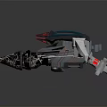 Futuristic Spaceship Featuring Advanced Aerodynamic Wings Metallic Red Accents And Sleek Structure For Cosmic Travel