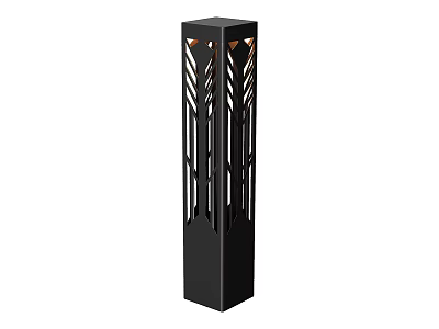 Black Column Outdoor Light With Modern Hollow Design For Garden Decoration 3d model