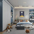 Kids Room Interior With Cozy Bed Stuffed Animals Wall Art Desk Shelves And Large Window