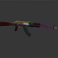 AK 47 Rifle With Wooden Stock And Metal Components On Dark Background