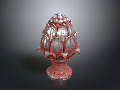 Ornate Metal Hardware Piece With Lotus Inspired Design And Detailed Craftsmanship 3d model