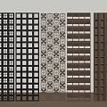 Modern Decorative Room Dividers With Grid Pattern And Wooden Panel Designs 3d model
