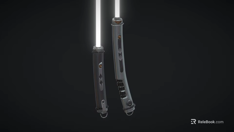 Dual Modern Lightsaber Weapons With Glowing Blades And Intricate Hilt Designs 3d model 