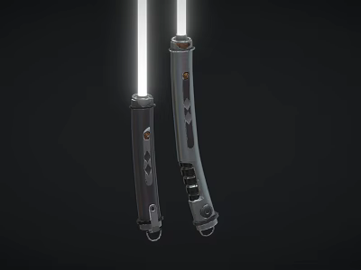 Dual Modern Lightsaber Weapons With Glowing Blades And Intricate Hilt Designs 3d model