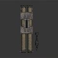 Vintage Double Barrel Weapon With Rusty Metal Components And Mechanical Gears Industrial Military Launcher Design