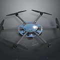 Modern Hexacopter Drone With Silver Central Body And Black Rotating Propellers 3d model