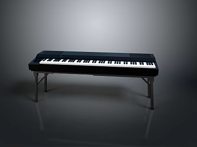 Black Electronic Keyboard With White Keys And Metal Stand For Home Living Use 3d model