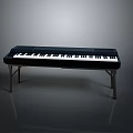 Black Electronic Keyboard With White Keys And Metal Stand For Home Living Use
