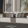 New Chinese-style Multi-person Sofa 3d model
