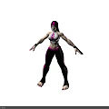Athletic Female Character Wearing White Flame Top Black Pink Striped Leggings And Black Wristbands
