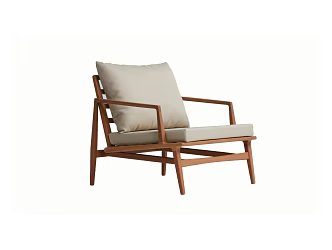 Nordic Style Solid Wood Sofa Chair 3d model