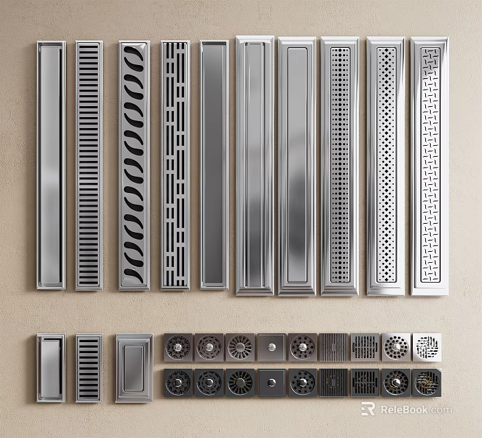 Stainless Steel Bathroom Drain Covers With Various Decorative Patterns And Designs 3d model 