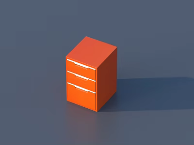 Modern Orange Stool With Three Drawers In Minimalist Design On Gray Background 3d model