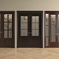 Elegant Wooden Double Doors With Glass Panels And Various Colors For Home Interior