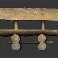 Rustic Natural Wooden Bench With Log Legs Plank Seat And Backrest