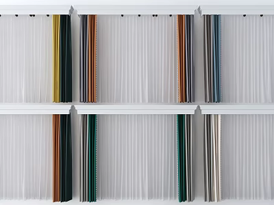 Various Colorful Interior Curtain Styles With Different Fabrics And White Tracks 3d model