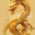 Golden Mythical Flying Dragon With Ornate Scales And Majestic Coiled Pose