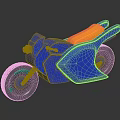 Shiny Blue Motorcycle With Yellow Seat And Sleek Modern Aerodynamic Design
