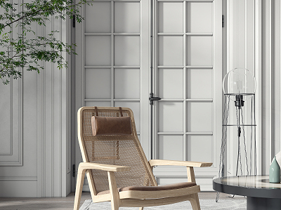 Modern armchair wood grain model