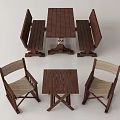 Wooden Table and Chair Set With Bench Cross Legs And Woven Seat Chairs