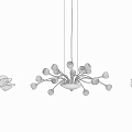 Elegant Modern Chandelier With Multi Spherical Bulbs In Interior Space 3d model