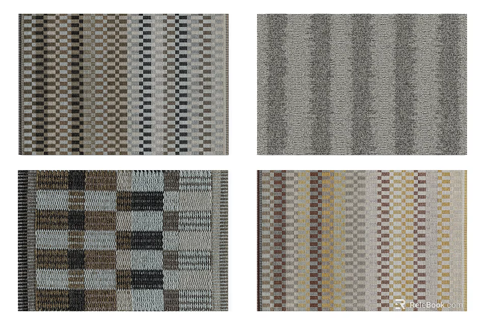 Square Rugs With Geometric Striped Patterns And Neutral Tones For Home Decor 3d model 