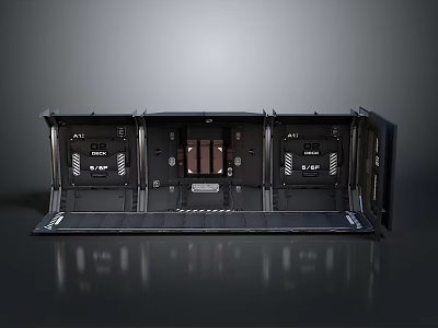 Black Industrial Equipment Enclosure With ACU MPU Modules And Multiple Compartments 3d model